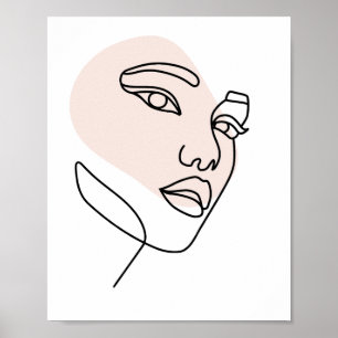 Abstracte minimale vrouwelijke single line kunst S Poster