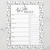 Abstracte Minimale Wekelijkse Meal Planner van de  (Voorkant)