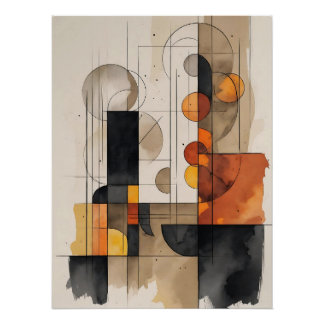 Abstracte minimalistische aquarel aardetinten kuns perfect poster