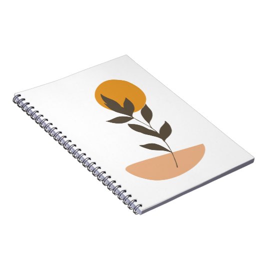 Abstracte minimalistische bladgetekende spiraal fo notitieboek (Rechterzijde)