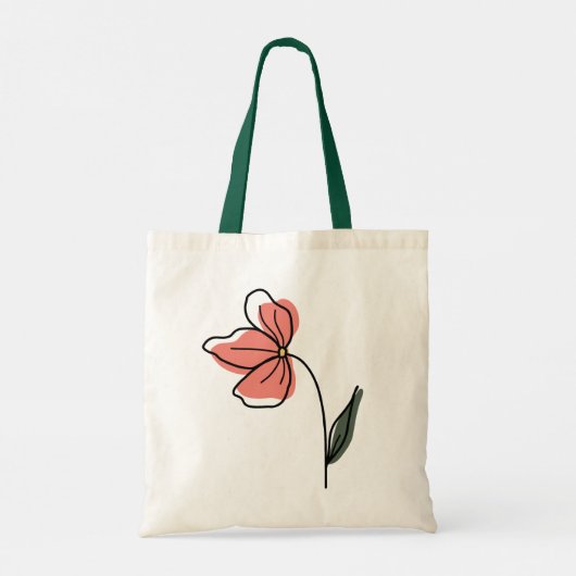 Abstracte minimalistische bloemen Canvas tas (Achterkant)