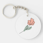 Abstracte minimalistische bloemen sleutelhanger (Voorkant)