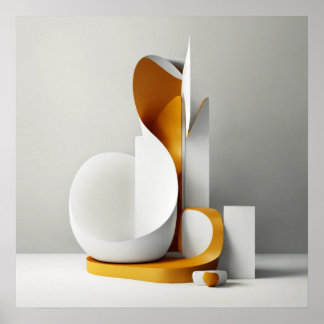 Abstracte minimalistische kunst op een witte achte poster