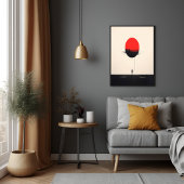 Abstracte minimalistische rode zon en eenzaamheid poster