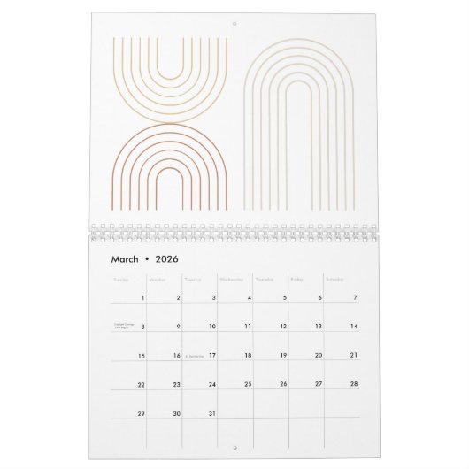 Abstracte minimalistische voering en geometrische kalender (Mar 2026)