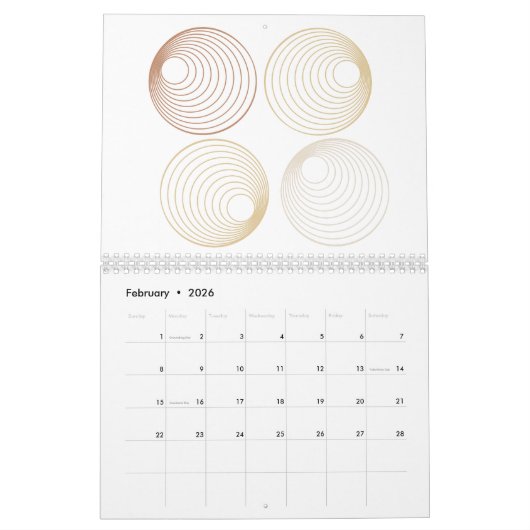 Abstracte minimalistische voering en geometrische kalender (Feb 2026)