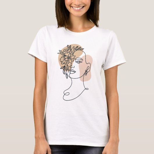 Abstracte minimalistische vrouw in de frontlinie t-shirt (Voorkant)