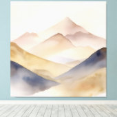 Abstracte minimalistische waterverf beige bergen canvas afdruk (Insitu (Houten vloer))