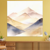 Abstracte minimalistische waterverf beige bergen canvas afdruk (Insitu (Woonkamer))