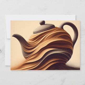 Abstracte Minimalistische Zen Stroom Theepot Feestdagenkaart