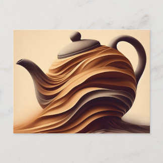 Abstracte Minimalistische Zen Stroom Theepot Feestdagenkaart