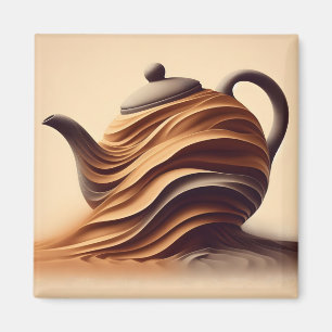 Abstracte Minimalistische Zen Stroom Theepot Magneet