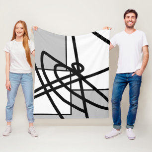 Abstracte minimalistische zonnen Zwarte Grijze Bla Fleece Deken