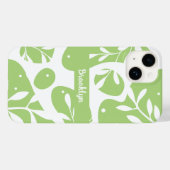 Abstracte Minty Green Botanical gepersonaliseerd Case-Mate iPhone Case (Achterkant (horizontaal))