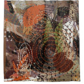 Abstracte Mixed Media Aardetinten Douchegordijn (Voorkant)