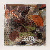 Abstracte Mixed Media Aardse Herfstkleuren Legpuzzel (Horizontaal)