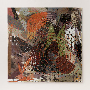 Abstracte Mixed Media Aardse Herfstkleuren Legpuzzel