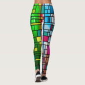 Abstracte Modern Art Grid Pattern Leggings (Achterkant)