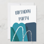 Abstracte Modern Blue verjaardagsuitnodiging Aankondiging (Voorkant)