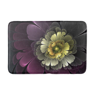 Abstracte Modern Purpur Khaki Gray Fractal Flower Badmat