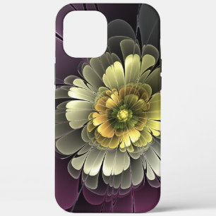 Abstracte Modern Purpur Khaki Gray Fractal Flower iPhone 12 Pro Max Hoesje