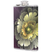 Abstracte Modern Purpur Khaki Gray Fractal Flower Heupfles (Links)