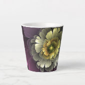 Abstracte Modern Purpur Khaki Gray Fractal Flower Latte Mok (Voorkant)