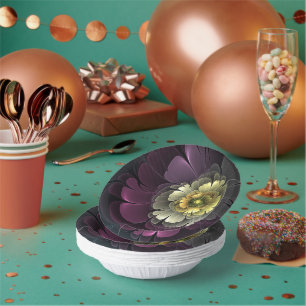 Abstracte Modern Purpur Khaki Gray Fractal Flower Papieren Kommen