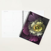 Abstracte Modern Purpur Khaki Gray Fractal Flower Planner (Display)