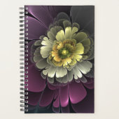 Abstracte Modern Purpur Khaki Gray Fractal Flower Planner (Voorkant)