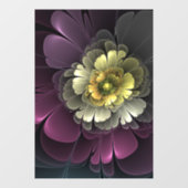 Abstracte Modern Purpur Khaki Gray Fractal Flower Raamsticker (Vel)