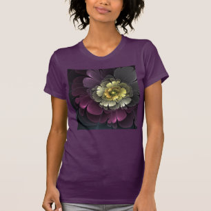 Abstracte Modern Purpur Khaki Gray Fractal Flower T-shirt