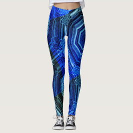 ABSTRACTE MODERN-tekeningen in mozaïek met blauwe  Leggings