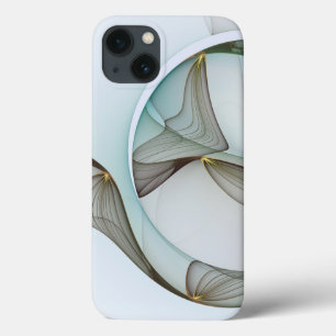 Abstracte Modern Turquoise Brown Gold Elegance iPhone 13 Hoesje