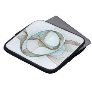 Abstracte Modern Turquoise Brown Gold Elegance Laptop Sleeve