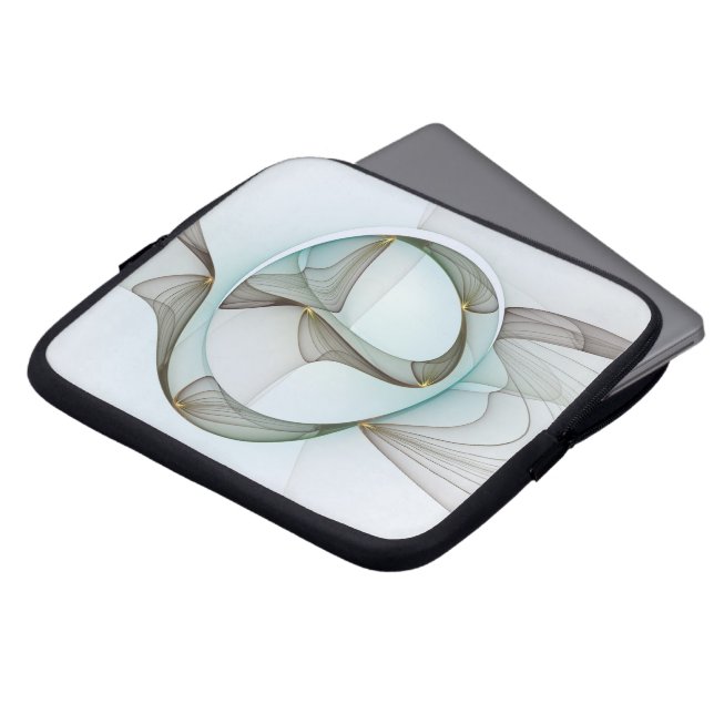 Abstracte Modern Turquoise Brown Gold Elegance Laptop Sleeve (Voorkant top)