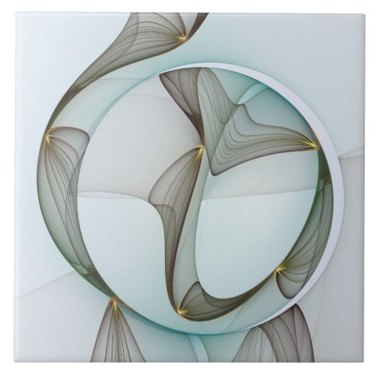 Abstracte Modern Turquoise Brown Gold Elegance Tegeltje (Voorkant)