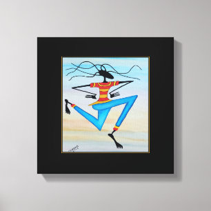 Abstracte, moderne Afrikaanse kunst reggae danser Canvas Afdruk