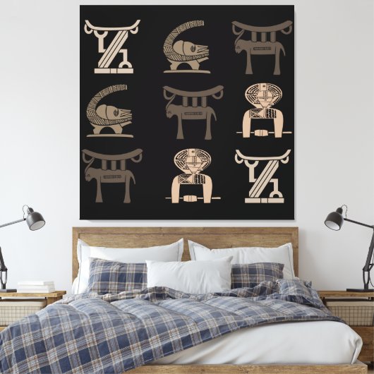 Abstracte moderne Afrikaanse stamkunst Canvas Afdruk (Insitu (Slaapkamer))