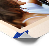 Abstracte moderne Art Beige Blue Aangepaste Foto Poster (Hoek)