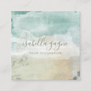 Abstracte moderne blauwe groene Waterverf Vierkante Visitekaartje