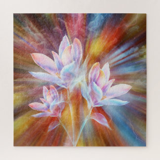 Abstracte moderne bloemen kunstwerk legpuzzel
