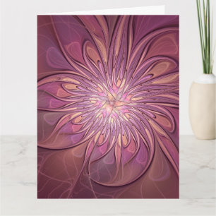 Abstracte moderne bloemfractale kunst bes kleuren bedankkaart