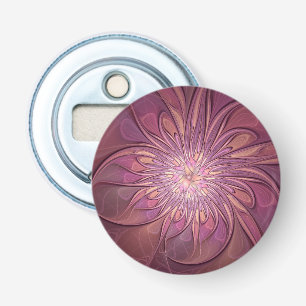 Abstracte moderne bloemfractale kunst bes kleuren button flesopener