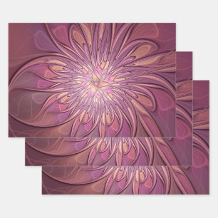 Abstracte moderne bloemfractale kunst bes kleuren inpakpapier vel