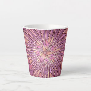 Abstracte moderne bloemfractale kunst bes kleuren latte mok