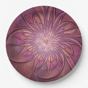 Abstracte moderne bloemfractale kunst bes kleuren papieren bordje