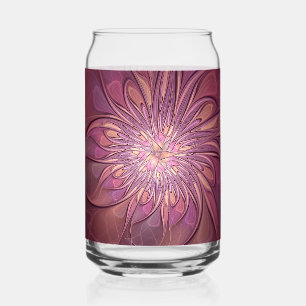 Abstracte moderne bloemfractale kunst beskleuren blikvorm glas