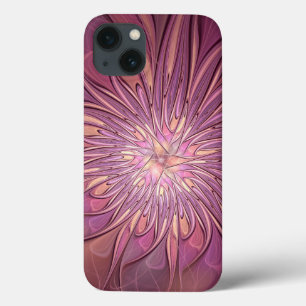 Abstracte moderne bloemfractale kunst beskleuren iPhone 13 hoesje