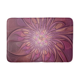 Abstracte moderne bloemfractale kunst Bessenkleure Badmat